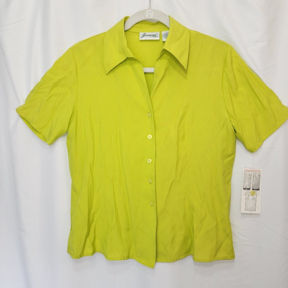 Lime Green Button-down Short Sleeve Blouse NWT
